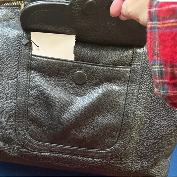 Tory Burch Black Leather Satchel with Gold Logo - Picture 3 of 5